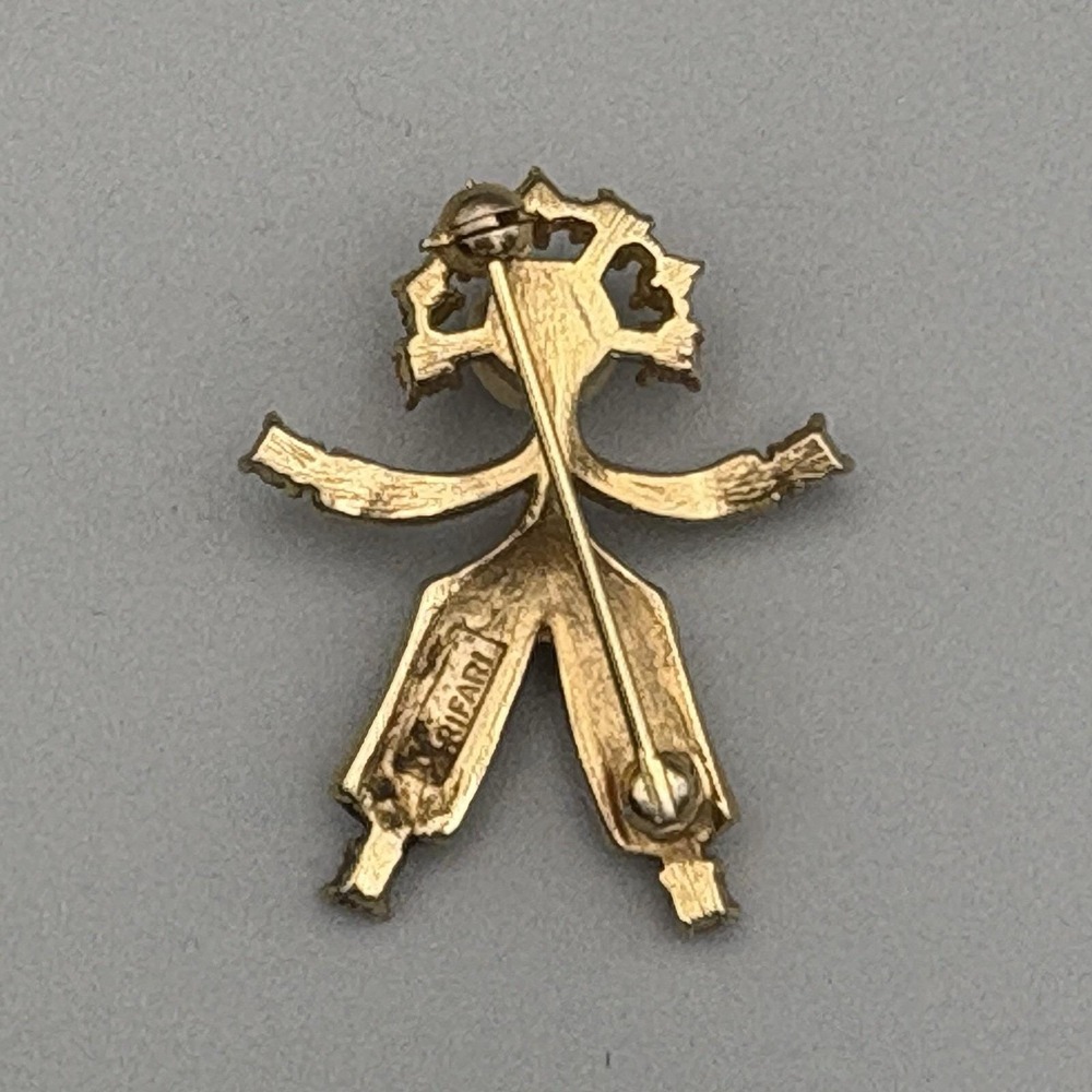 Crown Trifari Alfred Philippe 1940's Hans Katrinka Brooch Person Vermeil - Picture 4 of 9
